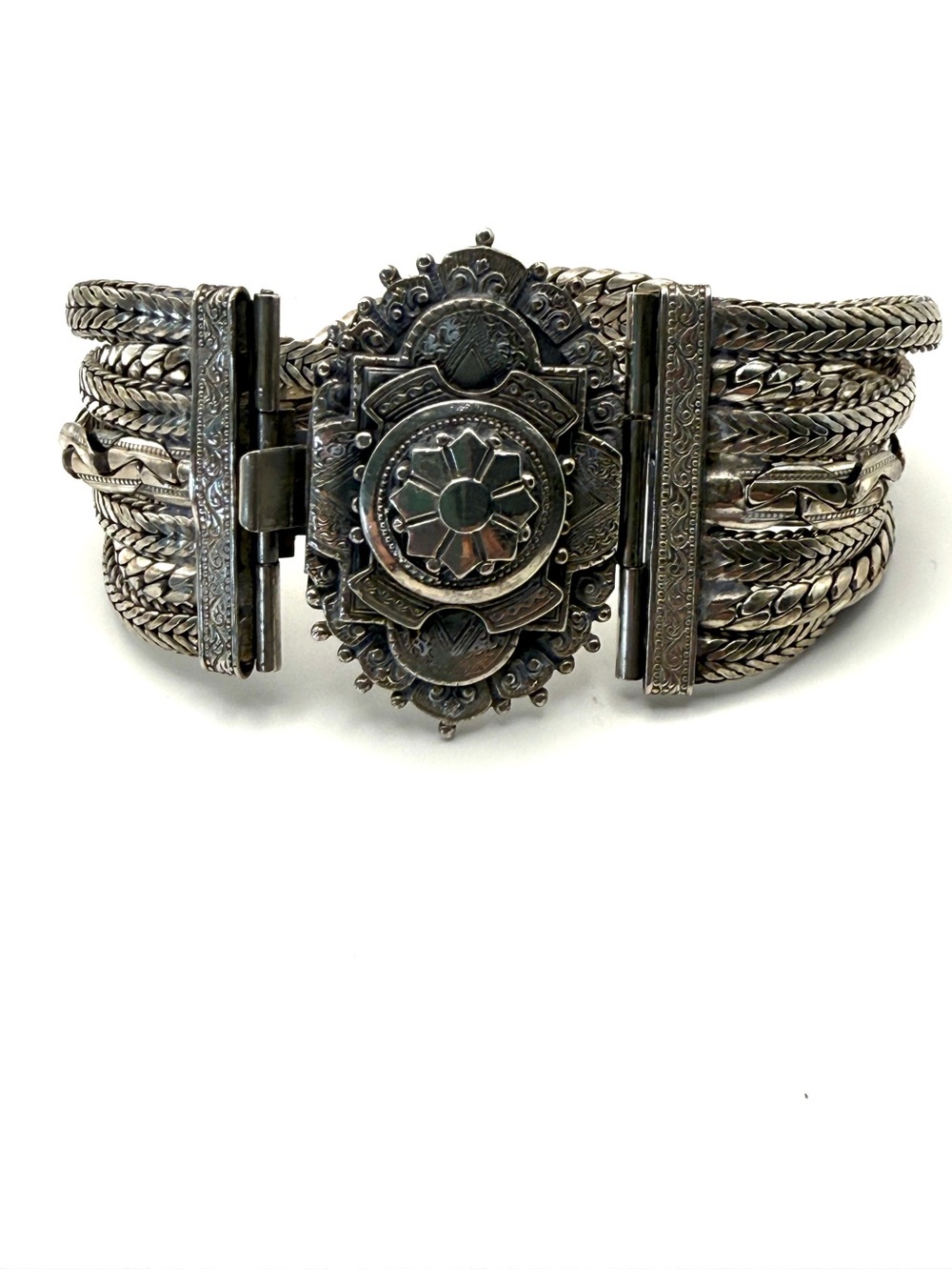 Silver-Toned Anatoli Tribal Boho Ethnic Cuff Bracelet